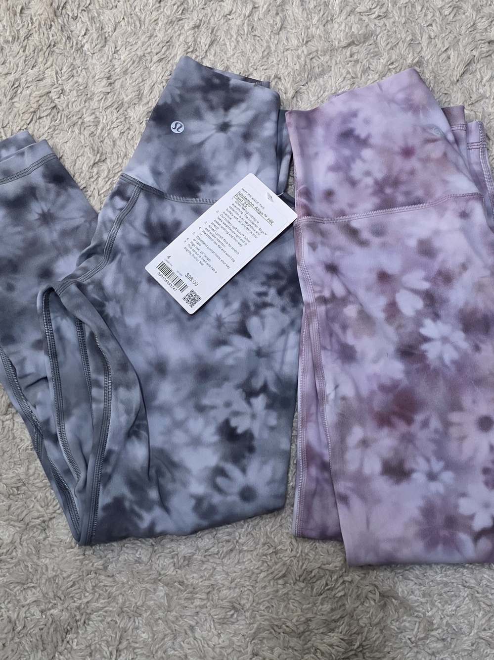 Lululemon Align Tie-Dye High-Rise Leggings - Gray and Lavender. 1 NWT, 1 NWOT